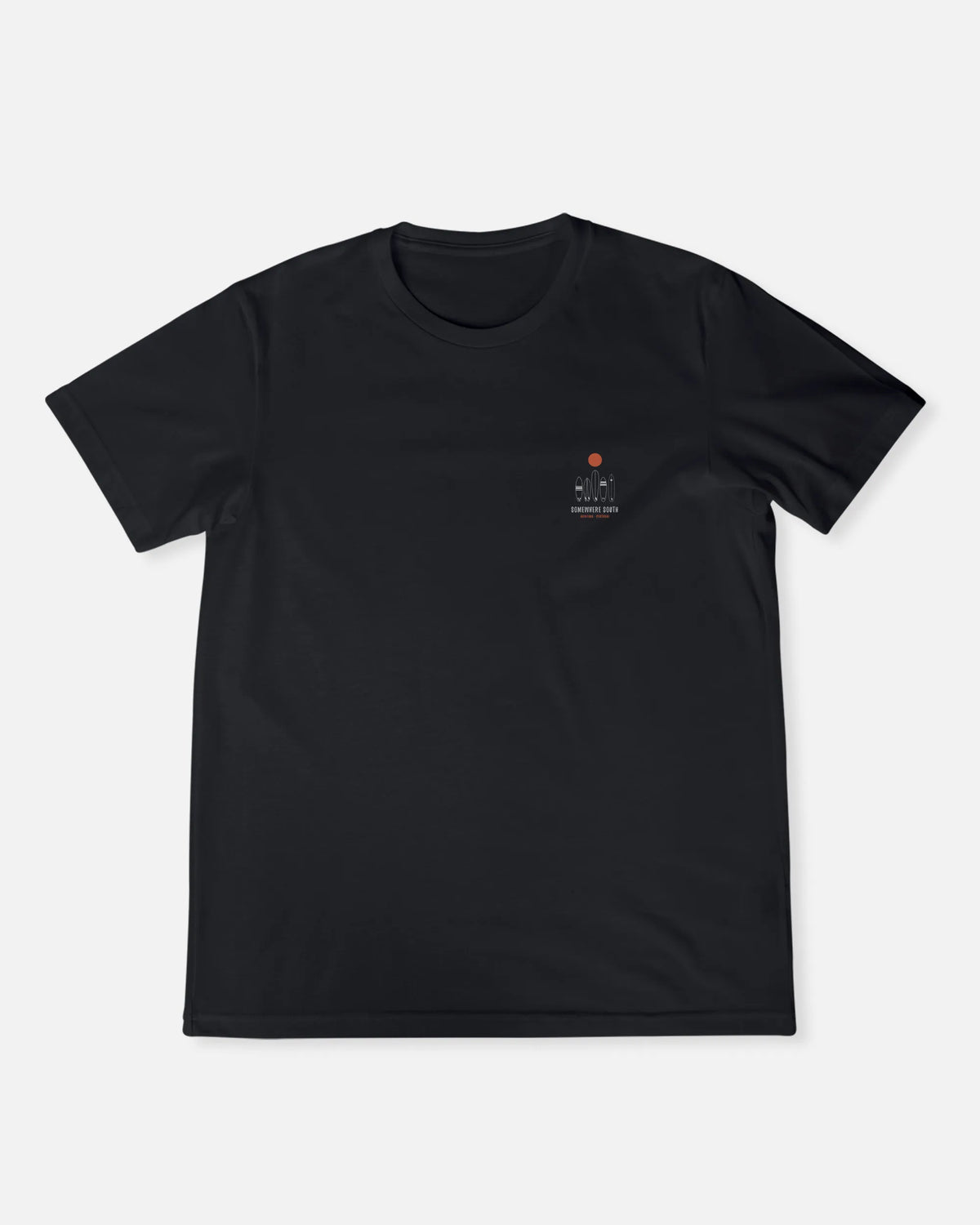 Sandbreese Somewhere South black T-shirt with graphic, front view