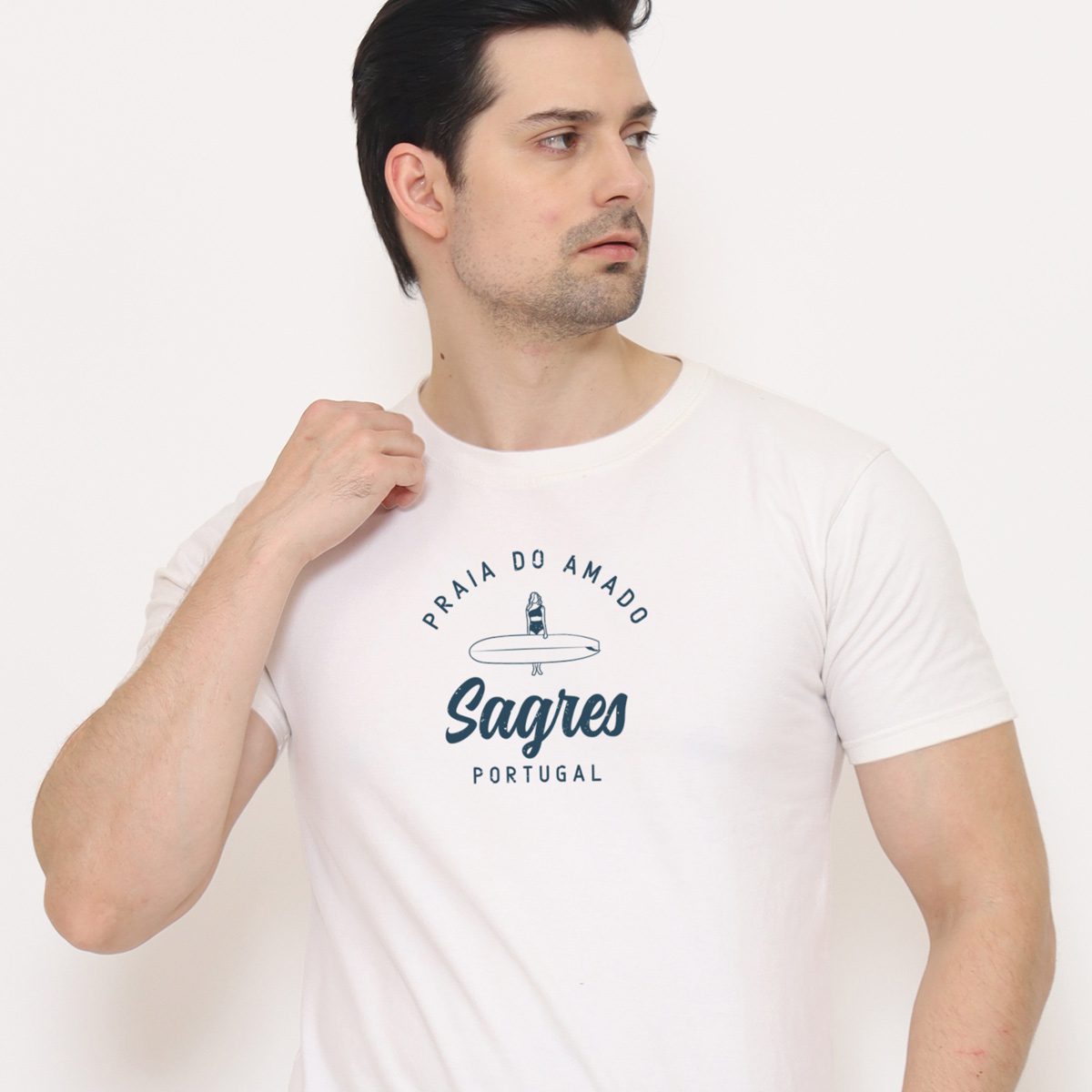 Algarve Amado Beach graphic tee for surfers and beach lovers