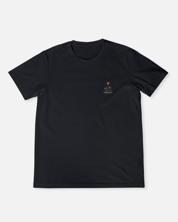 Somewhere South T-shirt with minimalist surfboards and sun over Praia da Arrifana Algarve