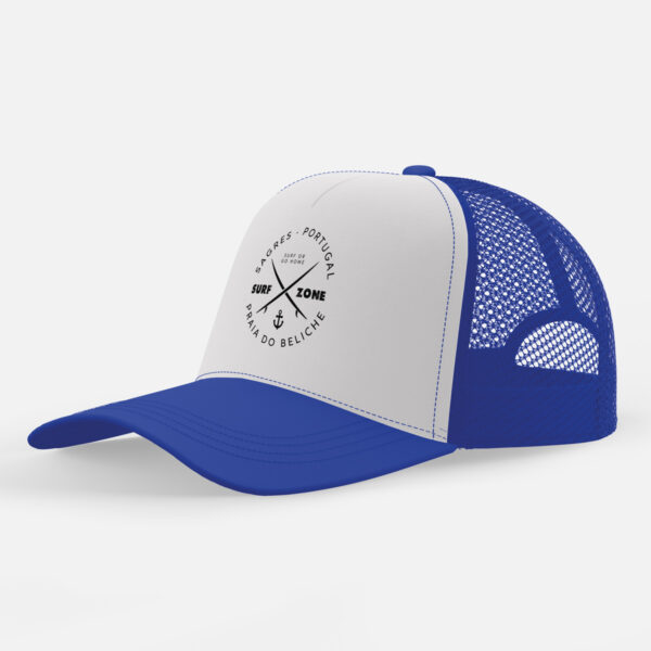 Unisex royal blue cap with minimalist Beliche coastal design.