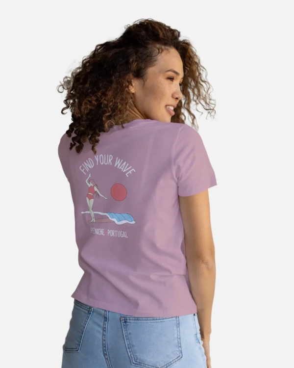 Find Your Wave T-Shirt Pink with model back view