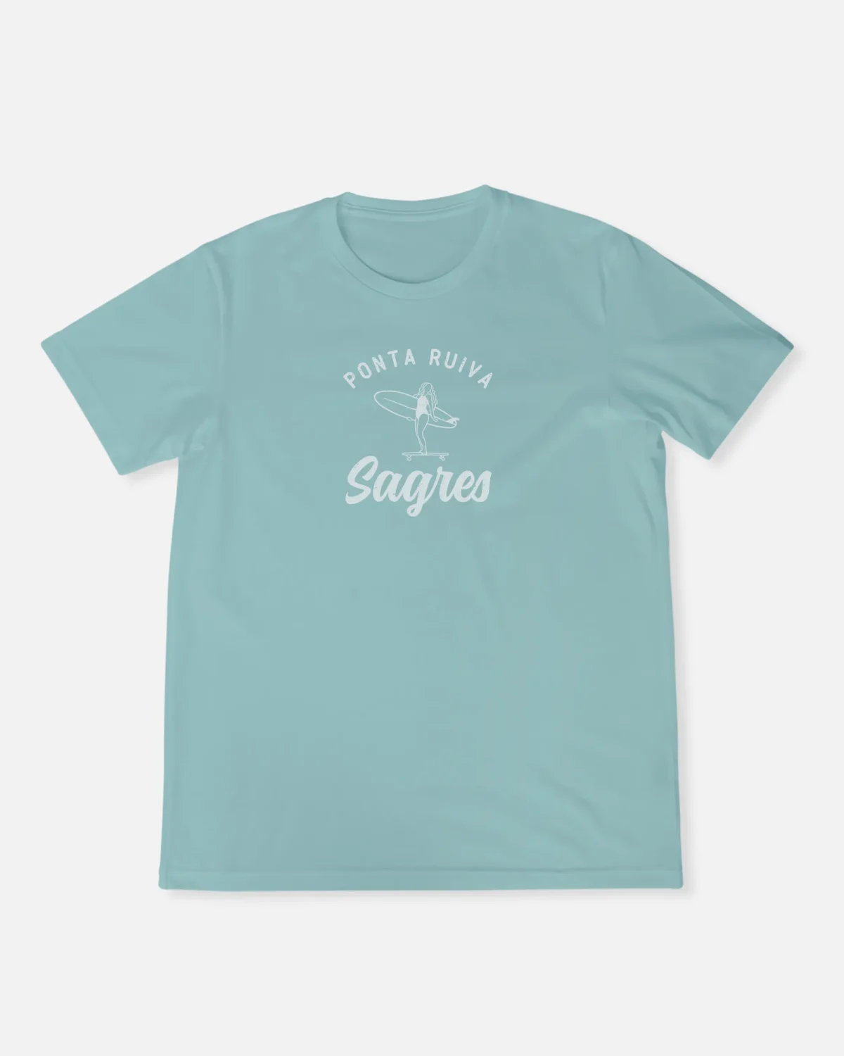 Model of a Ponta Ruiva Blue Turquoise Tshirt