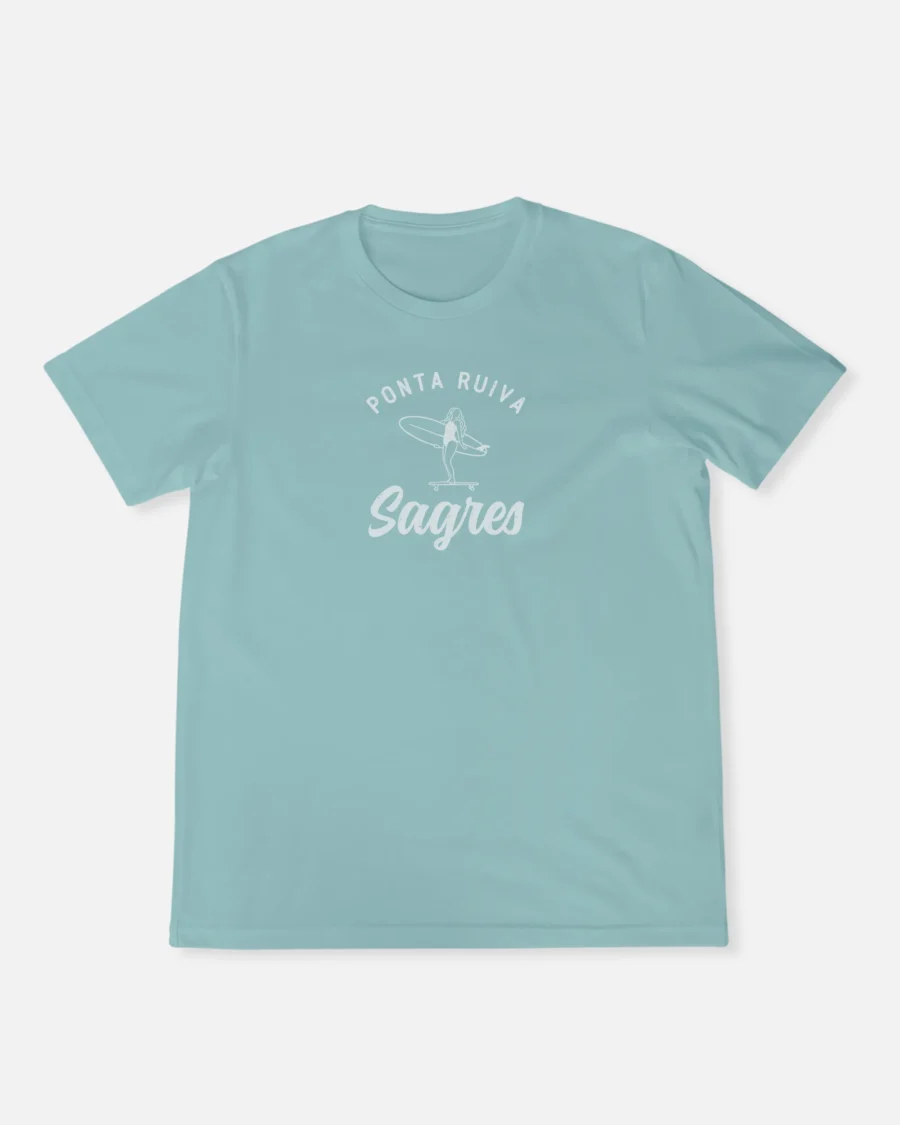 Model of a Ponta Ruiva Blue Turquoise Tshirt