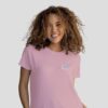 Soft women’s T-shirt in flamingo color featuring the “Your Wave” design, inspired by Peniche, Portugal. Breathable fabric with a flattering fit – perfect for beach days, surfing trips, or casual summer wear.